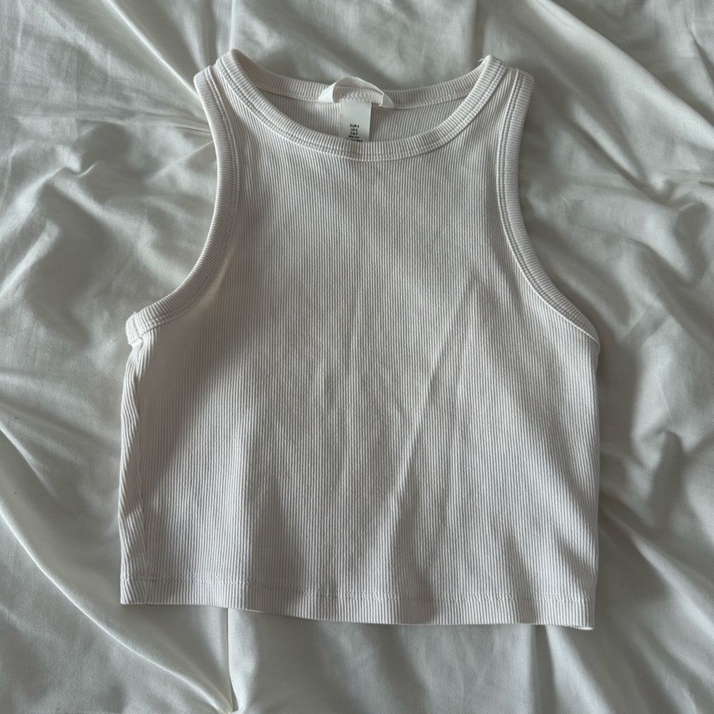 H&M Cream Sleeveless Cropped Tank Top